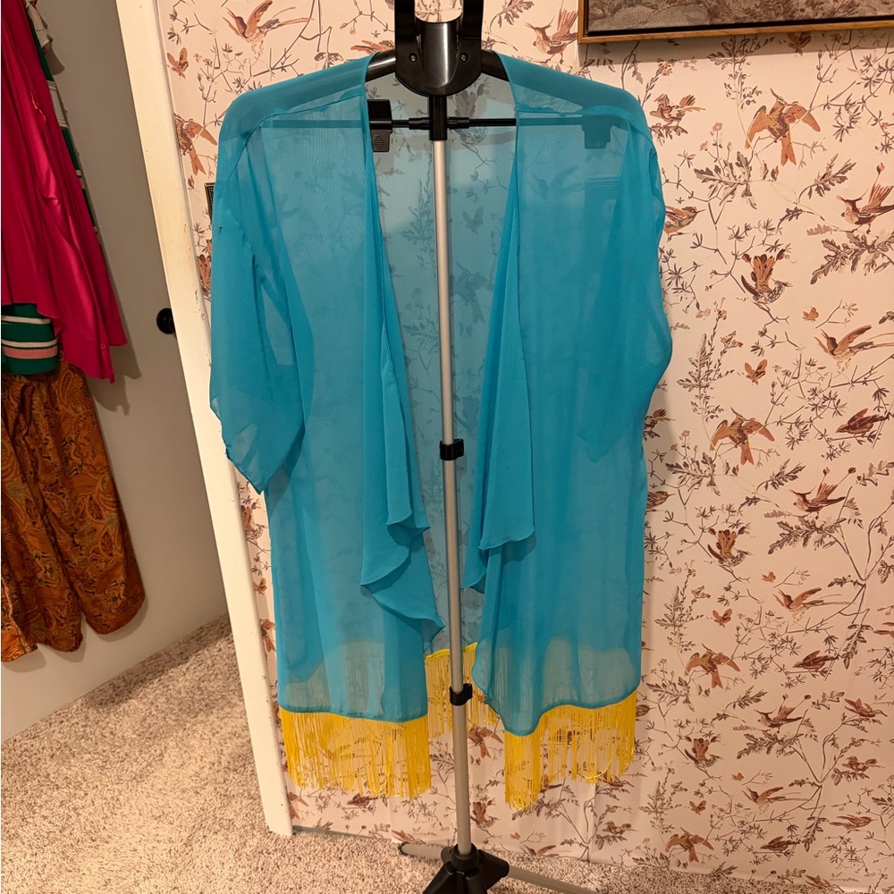 LuLaRoe Blue and Yellow Kimono